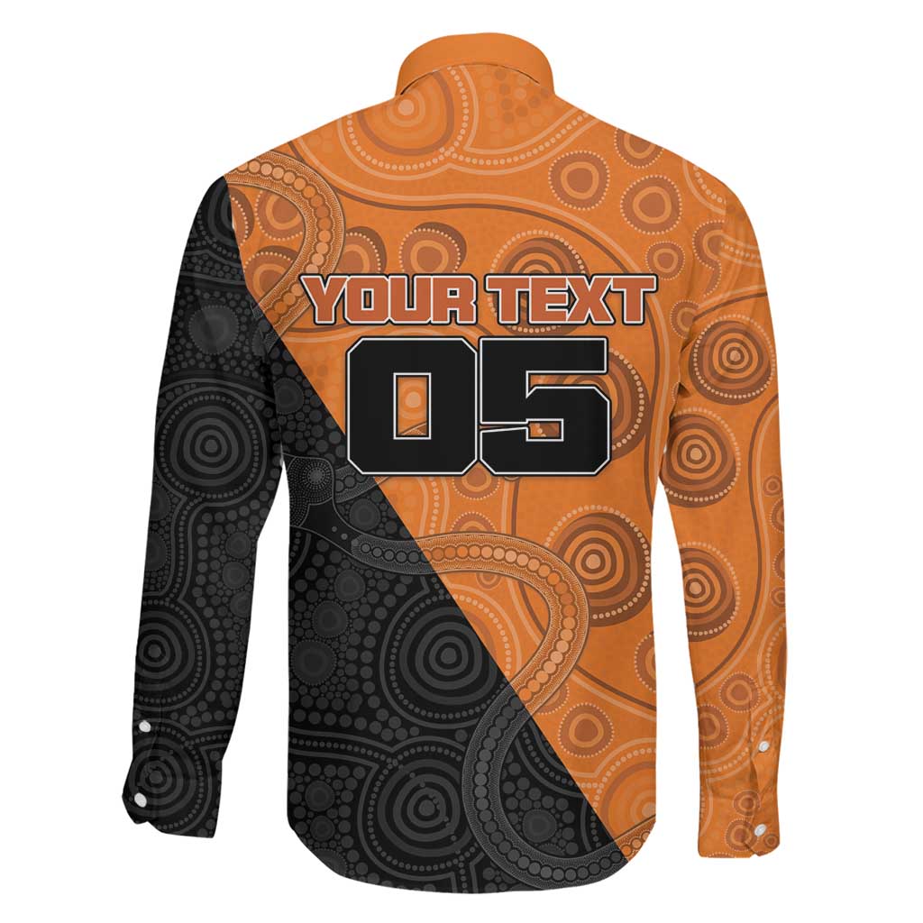 Custom Greater Western Sydney Giants Family Matching Short Sleeve Bodycon Dress and Hawaiian Shirt Aboriginal Snake Dot Art