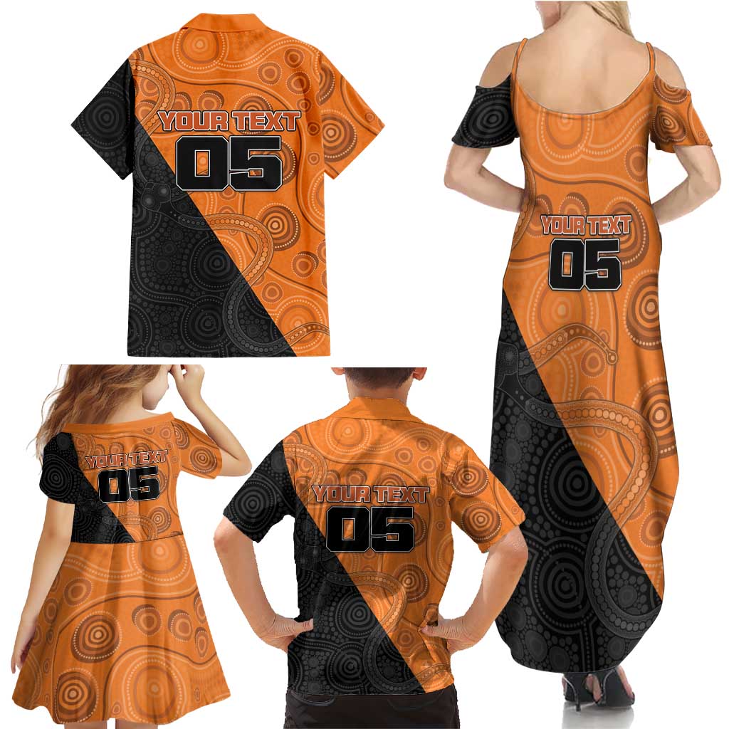 Custom Greater Western Sydney Giants Family Matching Summer Maxi Dress and Hawaiian Shirt Aboriginal Snake Dot Art