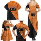 Custom Greater Western Sydney Giants Family Matching Summer Maxi Dress and Hawaiian Shirt Aboriginal Snake Dot Art