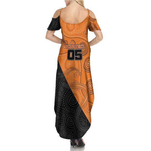 Custom Greater Western Sydney Giants Family Matching Summer Maxi Dress and Hawaiian Shirt Aboriginal Snake Dot Art
