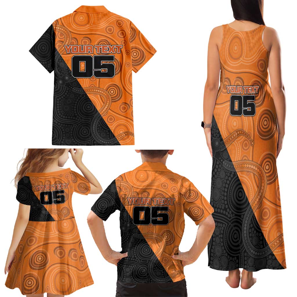 Custom Greater Western Sydney Giants Family Matching Tank Maxi Dress and Hawaiian Shirt Aboriginal Snake Dot Art