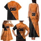 Custom Greater Western Sydney Giants Family Matching Tank Maxi Dress and Hawaiian Shirt Aboriginal Snake Dot Art