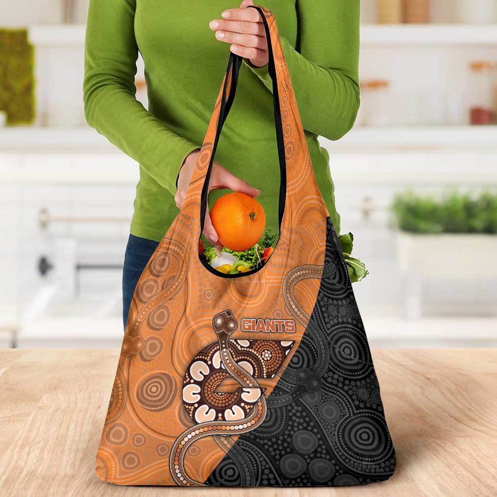 Greater Western Sydney Giants Grocery Bag Aboriginal Snake Dot Art