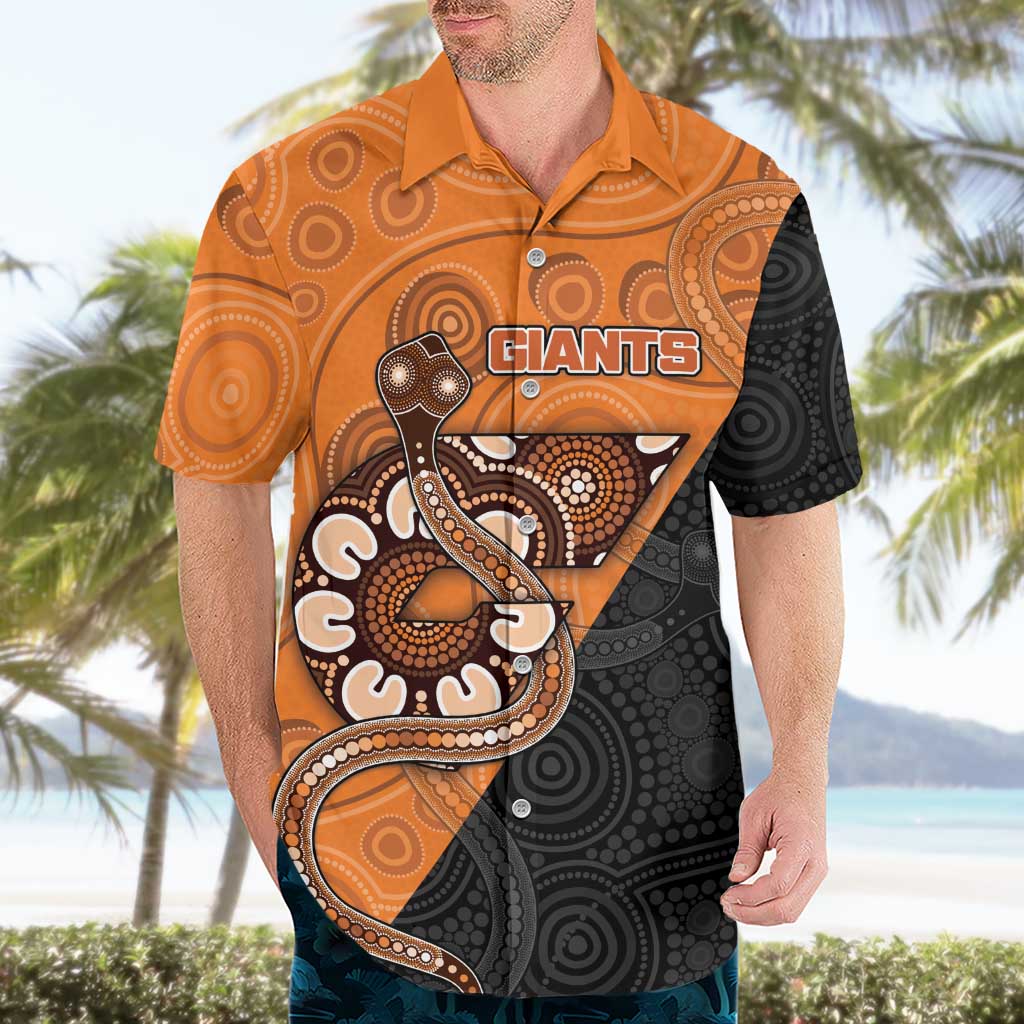 Custom Greater Western Sydney Giants Hawaiian Shirt Aboriginal Snake Dot Art