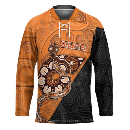 Custom Greater Western Sydney Giants Hockey Jersey Aboriginal Snake Dot Art