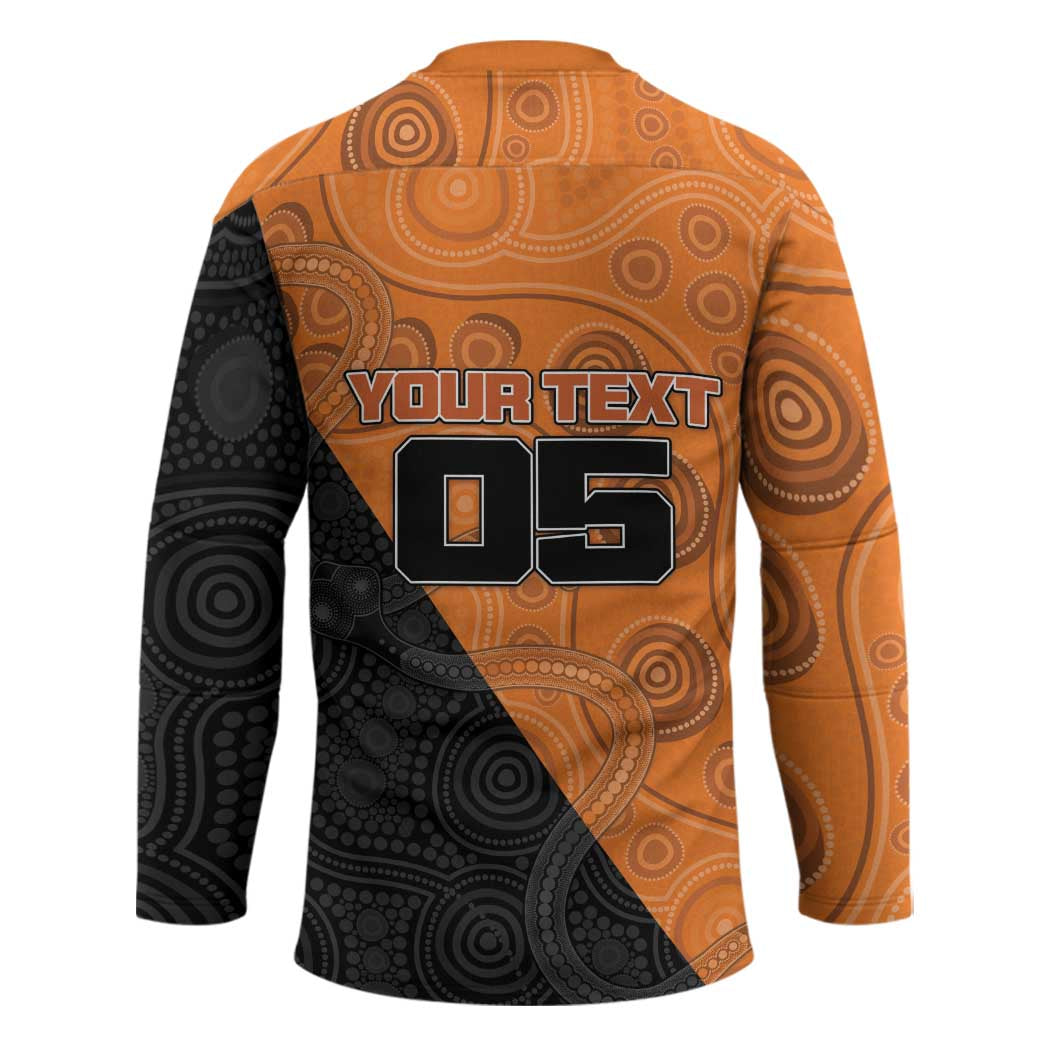 Custom Greater Western Sydney Giants Hockey Jersey Aboriginal Snake Dot Art