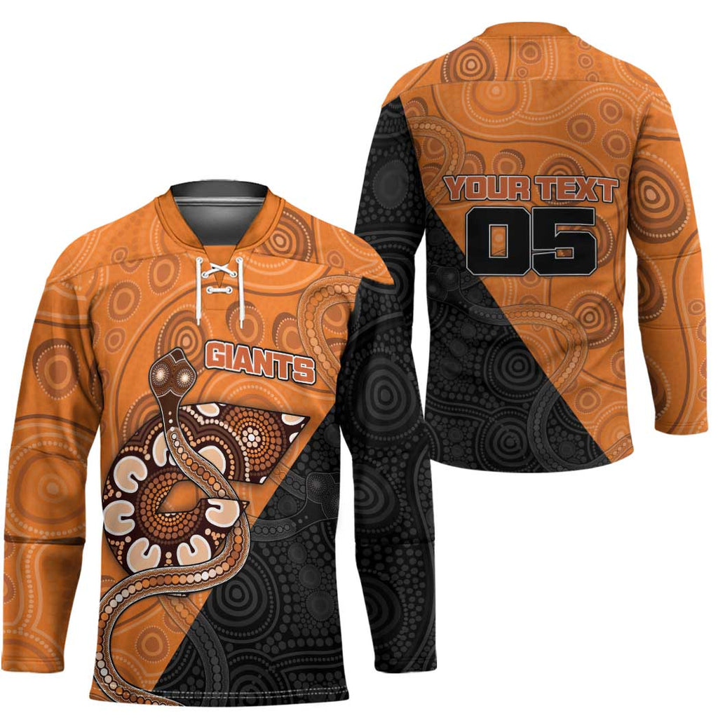 Custom Greater Western Sydney Giants Hockey Jersey Aboriginal Snake Dot Art