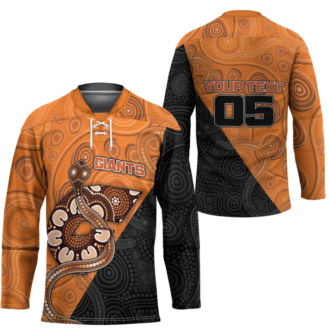 Custom Greater Western Sydney Giants Hockey Jersey Aboriginal Snake Dot Art