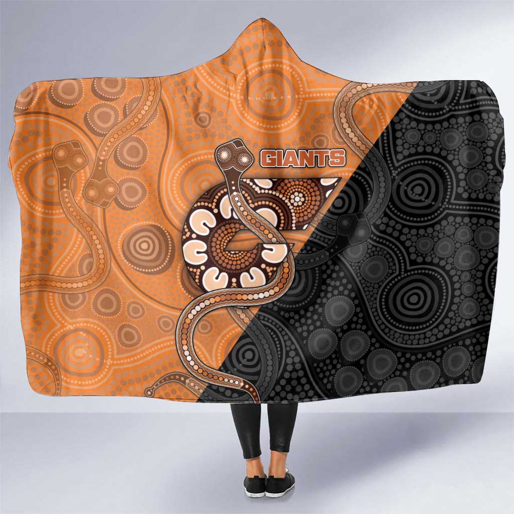 Greater Western Sydney Giants Hooded Blanket Aboriginal Snake Dot Art