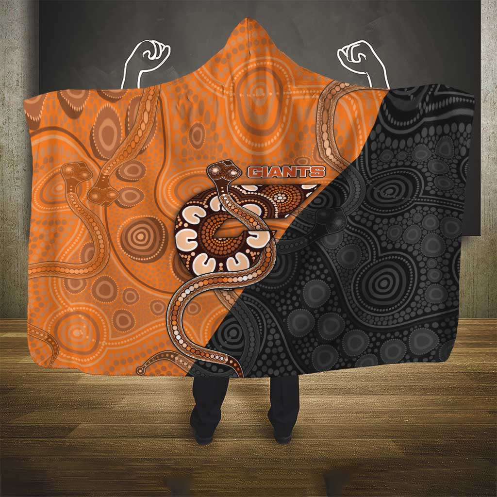 Greater Western Sydney Giants Hooded Blanket Aboriginal Snake Dot Art