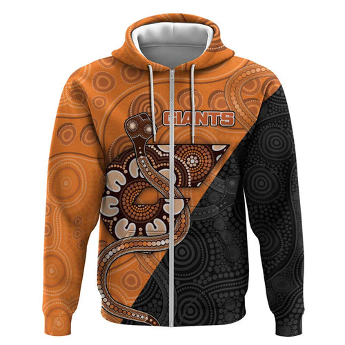 Custom Greater Western Sydney Giants Hoodie Aboriginal Snake Dot Art