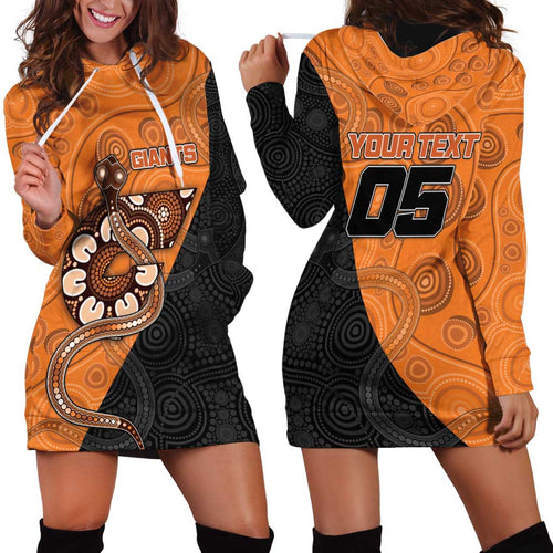 Custom Greater Western Sydney Giants Hoodie Dress Aboriginal Snake Dot Art