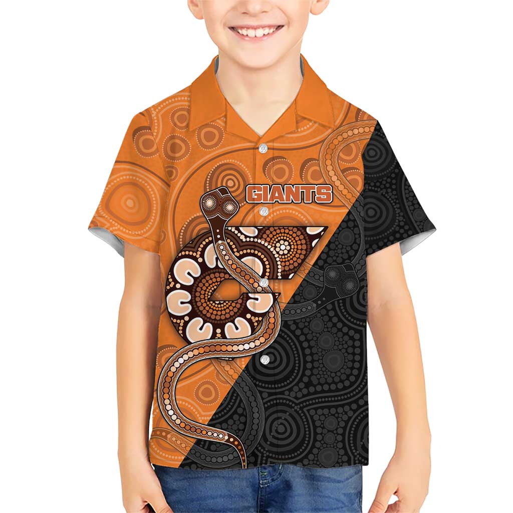 Custom Greater Western Sydney Giants Kid Hawaiian Shirt Aboriginal Snake Dot Art