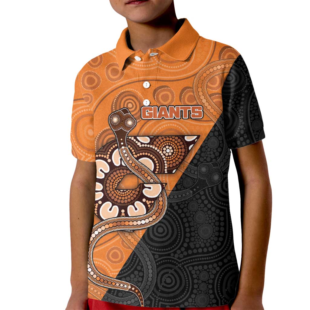 Custom Greater Western Sydney Giants Kid Polo Shirt Aboriginal Snake Dot Art