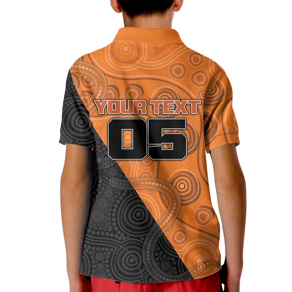 Custom Greater Western Sydney Giants Kid Polo Shirt Aboriginal Snake Dot Art