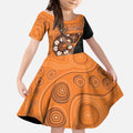 Custom Greater Western Sydney Giants Kid Short Sleeve Dress Aboriginal Snake Dot Art