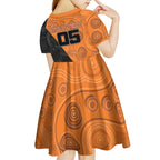 Custom Greater Western Sydney Giants Kid Short Sleeve Dress Aboriginal Snake Dot Art