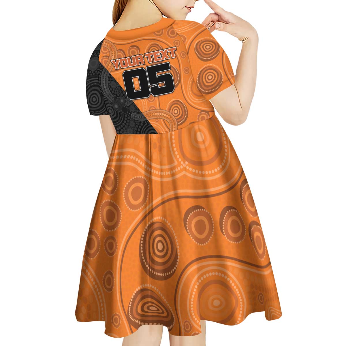 Custom Greater Western Sydney Giants Kid Short Sleeve Dress Aboriginal Snake Dot Art