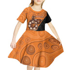 Custom Greater Western Sydney Giants Kid Short Sleeve Dress Aboriginal Snake Dot Art