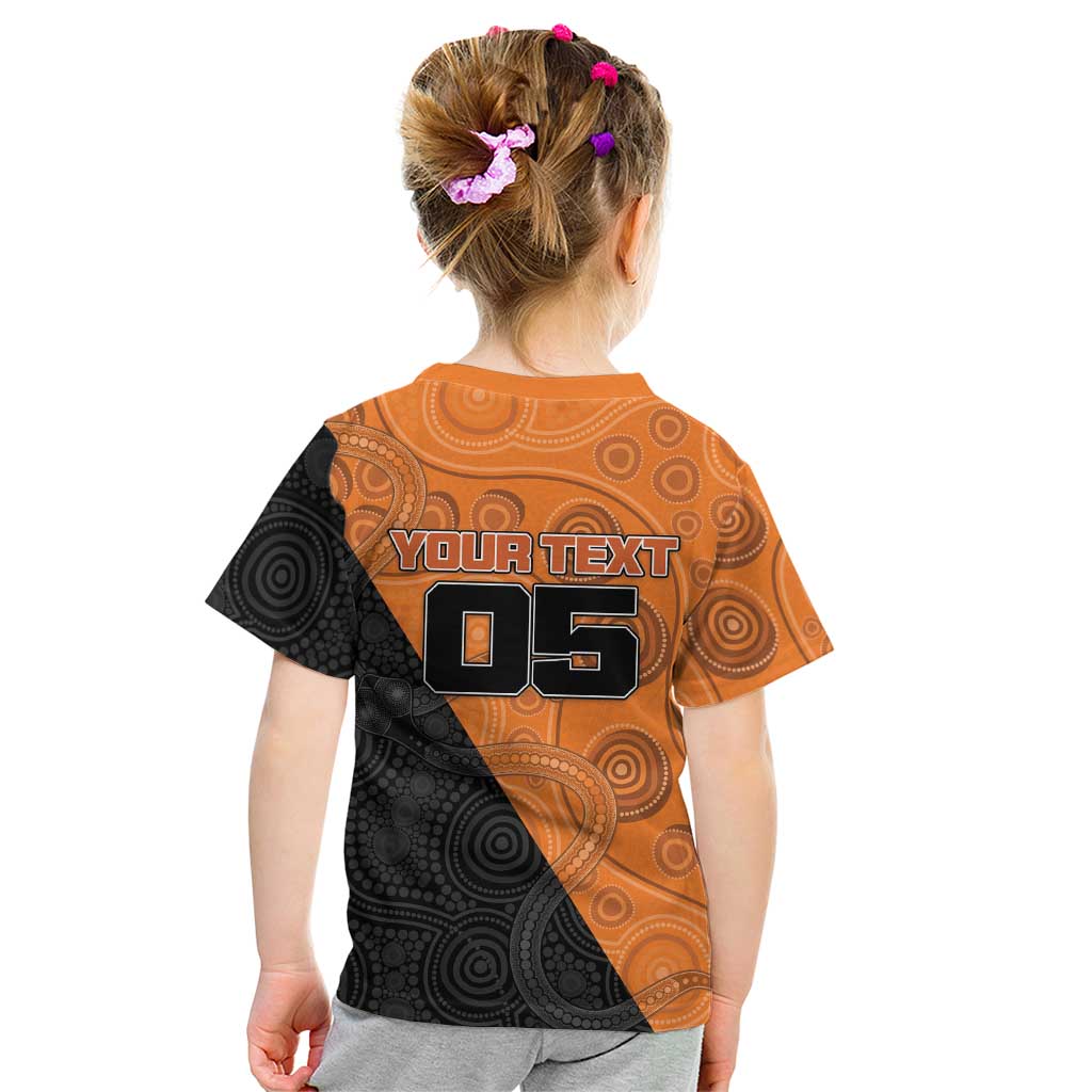 Custom Greater Western Sydney Giants Kid T Shirt Aboriginal Snake Dot Art