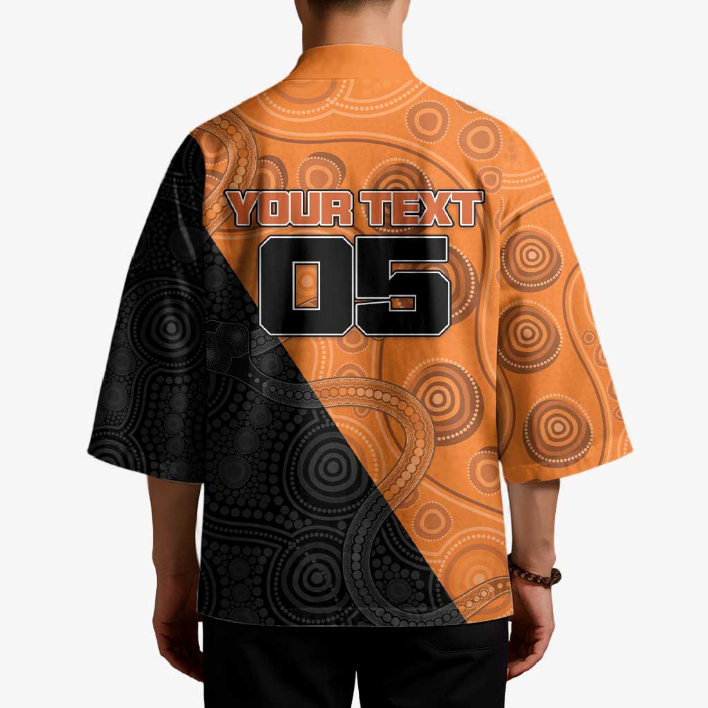 Custom Greater Western Sydney Giants Kimono Aboriginal Snake Dot Art
