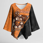 Custom Greater Western Sydney Giants Kimono Sleeve Blouse Aboriginal Snake Dot Art