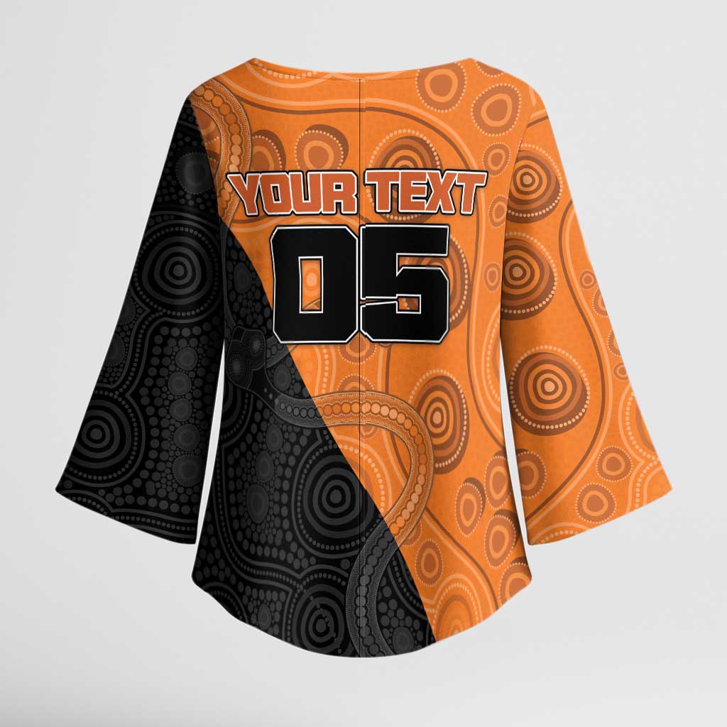 Custom Greater Western Sydney Giants Kimono Sleeve Blouse Aboriginal Snake Dot Art