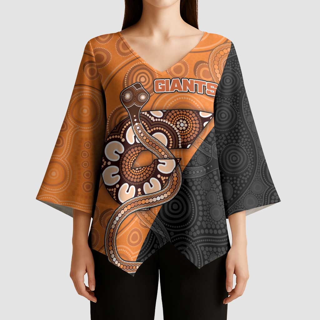 Custom Greater Western Sydney Giants Kimono Sleeve Blouse Aboriginal Snake Dot Art