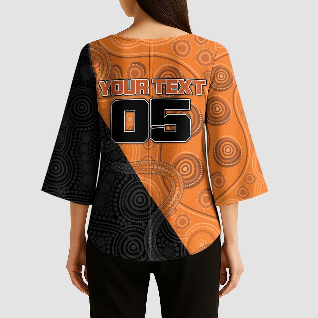 Custom Greater Western Sydney Giants Kimono Sleeve Blouse Aboriginal Snake Dot Art