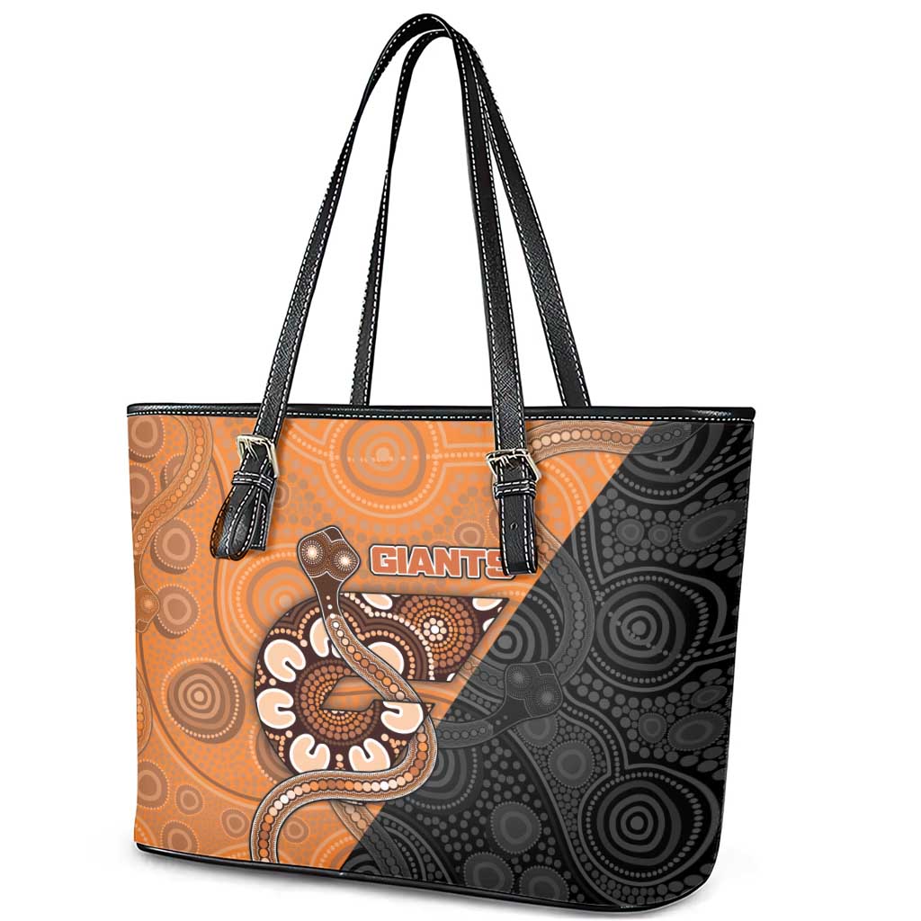 Greater Western Sydney Giants Leather Tote Bag Aboriginal Snake Dot Art