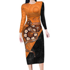 Custom Greater Western Sydney Giants Long Sleeve Bodycon Dress Aboriginal Snake Dot Art