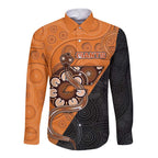 Custom Greater Western Sydney Giants Long Sleeve Button Shirt Aboriginal Snake Dot Art