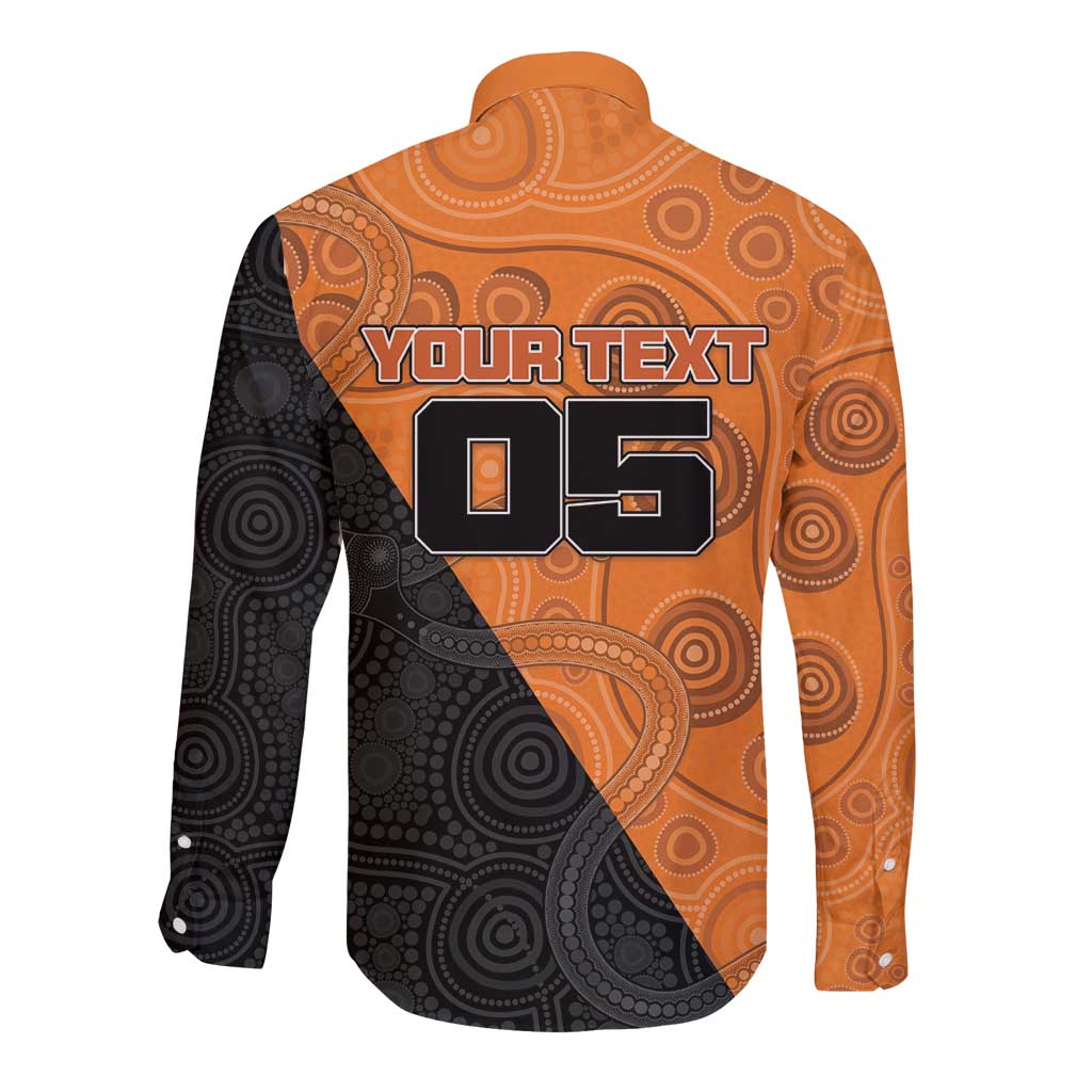 Custom Greater Western Sydney Giants Long Sleeve Button Shirt Aboriginal Snake Dot Art
