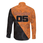 Custom Greater Western Sydney Giants Long Sleeve Button Shirt Aboriginal Snake Dot Art
