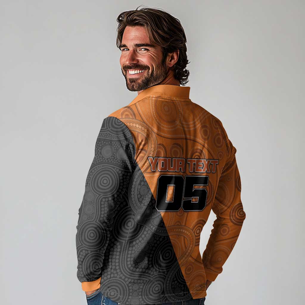 Custom Greater Western Sydney Giants Long Sleeve Polo Shirt Aboriginal Snake Dot Art