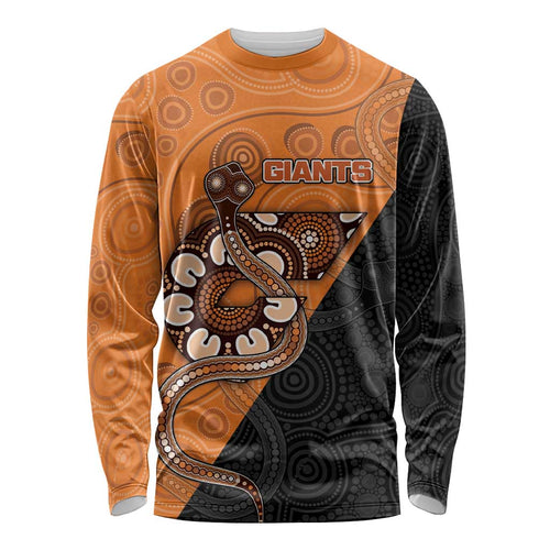 Custom Greater Western Sydney Giants Long Sleeve Shirt Aboriginal Snake Dot Art