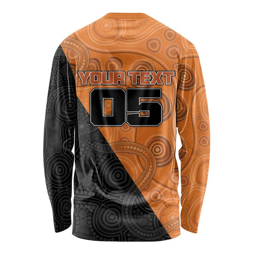 Custom Greater Western Sydney Giants Long Sleeve Shirt Aboriginal Snake Dot Art