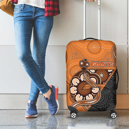 Greater Western Sydney Giants Luggage Cover Aboriginal Snake Dot Art