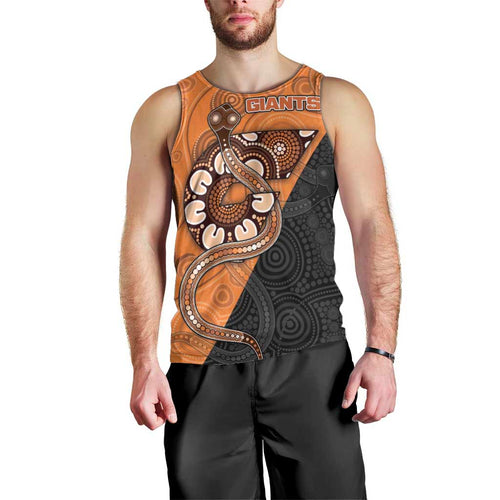 Custom Greater Western Sydney Giants Men Tank Top Aboriginal Snake Dot Art