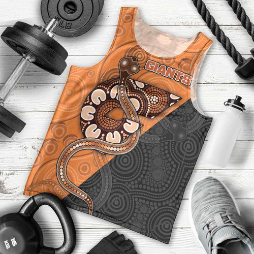 Custom Greater Western Sydney Giants Men Tank Top Aboriginal Snake Dot Art