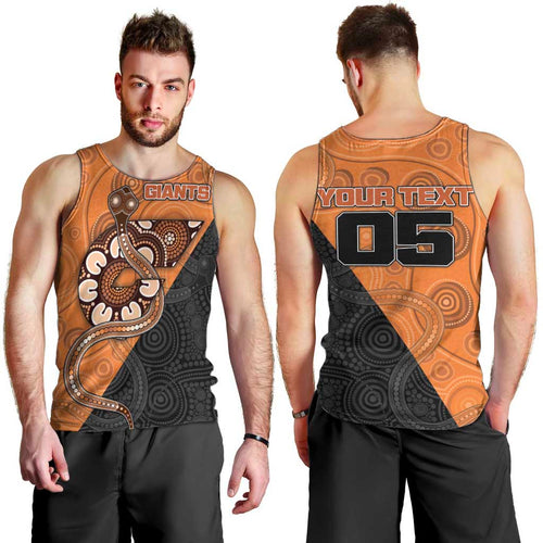 Custom Greater Western Sydney Giants Men Tank Top Aboriginal Snake Dot Art