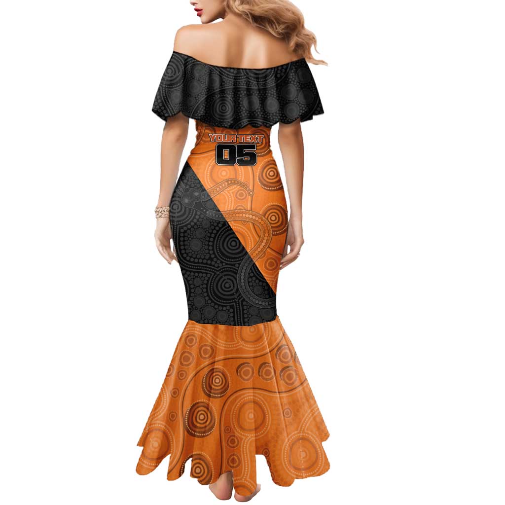 Custom Greater Western Sydney Giants Mermaid Dress Aboriginal Snake Dot Art