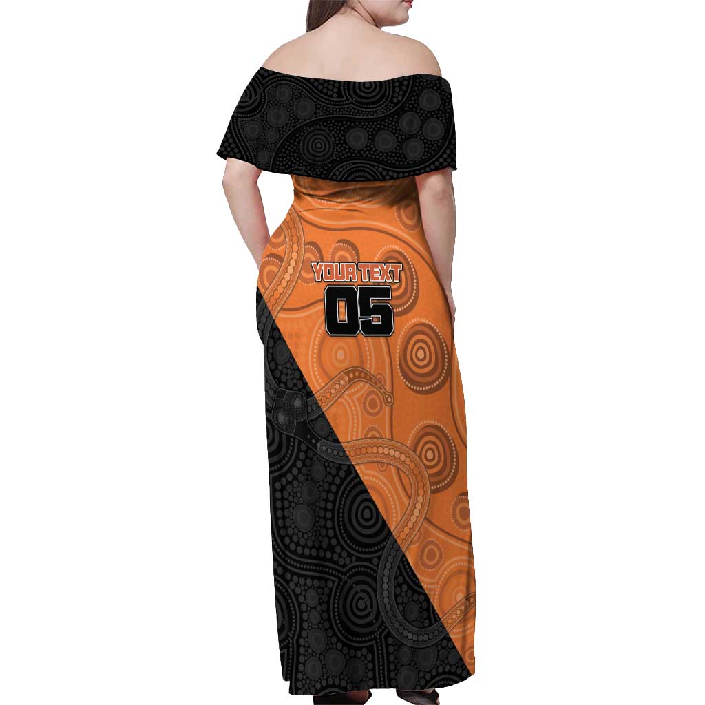 Custom Greater Western Sydney Giants Off Shoulder Maxi Dress Aboriginal Snake Dot Art