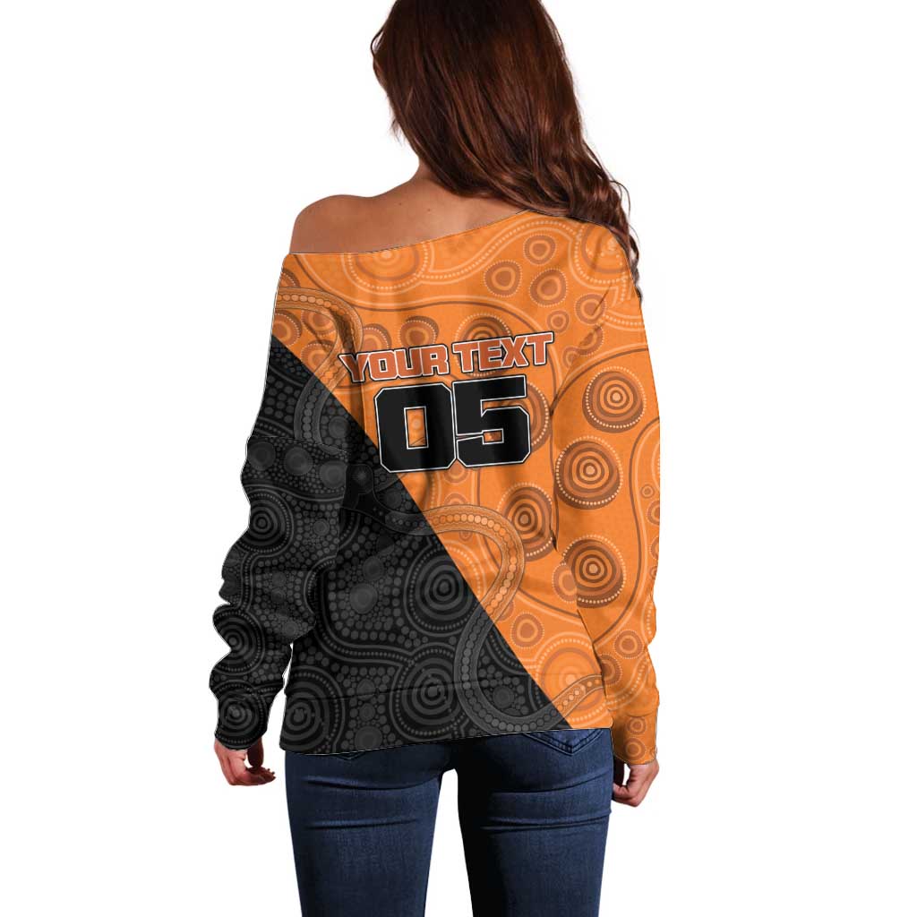 Custom Greater Western Sydney Giants Off Shoulder Sweater Aboriginal Snake Dot Art