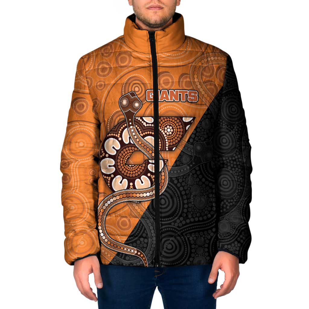 Custom Greater Western Sydney Giants Padded Jacket Aboriginal Snake Dot Art
