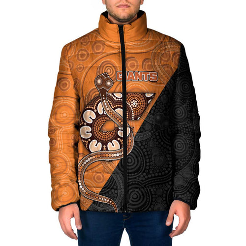 Custom Greater Western Sydney Giants Padded Jacket Aboriginal Snake Dot Art