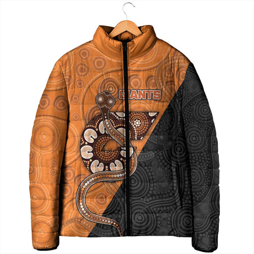 Custom Greater Western Sydney Giants Padded Jacket Aboriginal Snake Dot Art