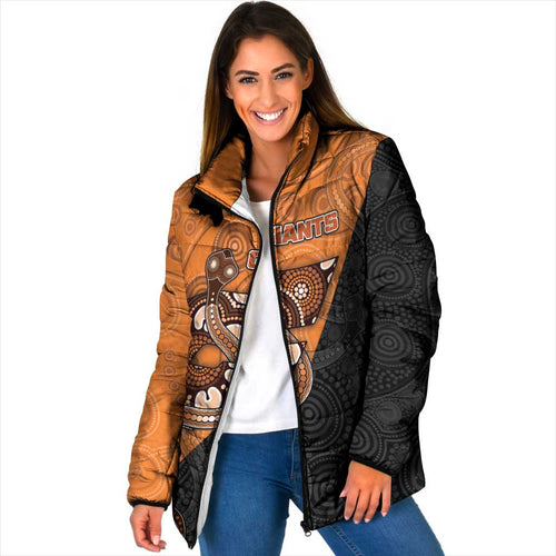 Custom Greater Western Sydney Giants Padded Jacket Aboriginal Snake Dot Art