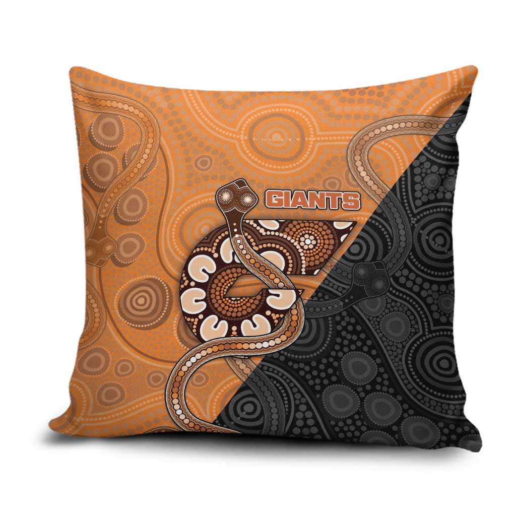 Greater Western Sydney Giants Pillow Cover Aboriginal Snake Dot Art