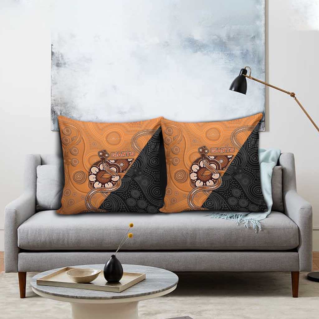 Greater Western Sydney Giants Pillow Cover Aboriginal Snake Dot Art